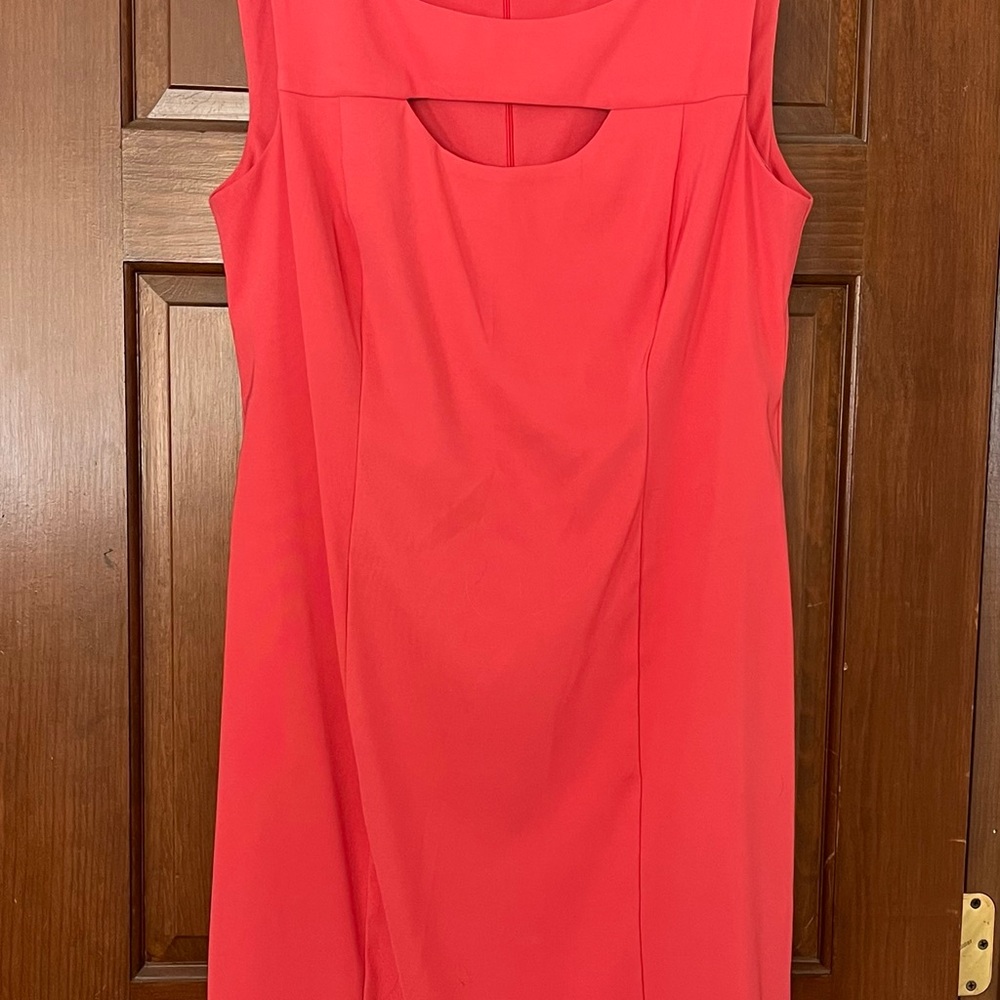Dress Barn Coral Sheath Dress Sleeveless Bateau Neckline for Cocktail